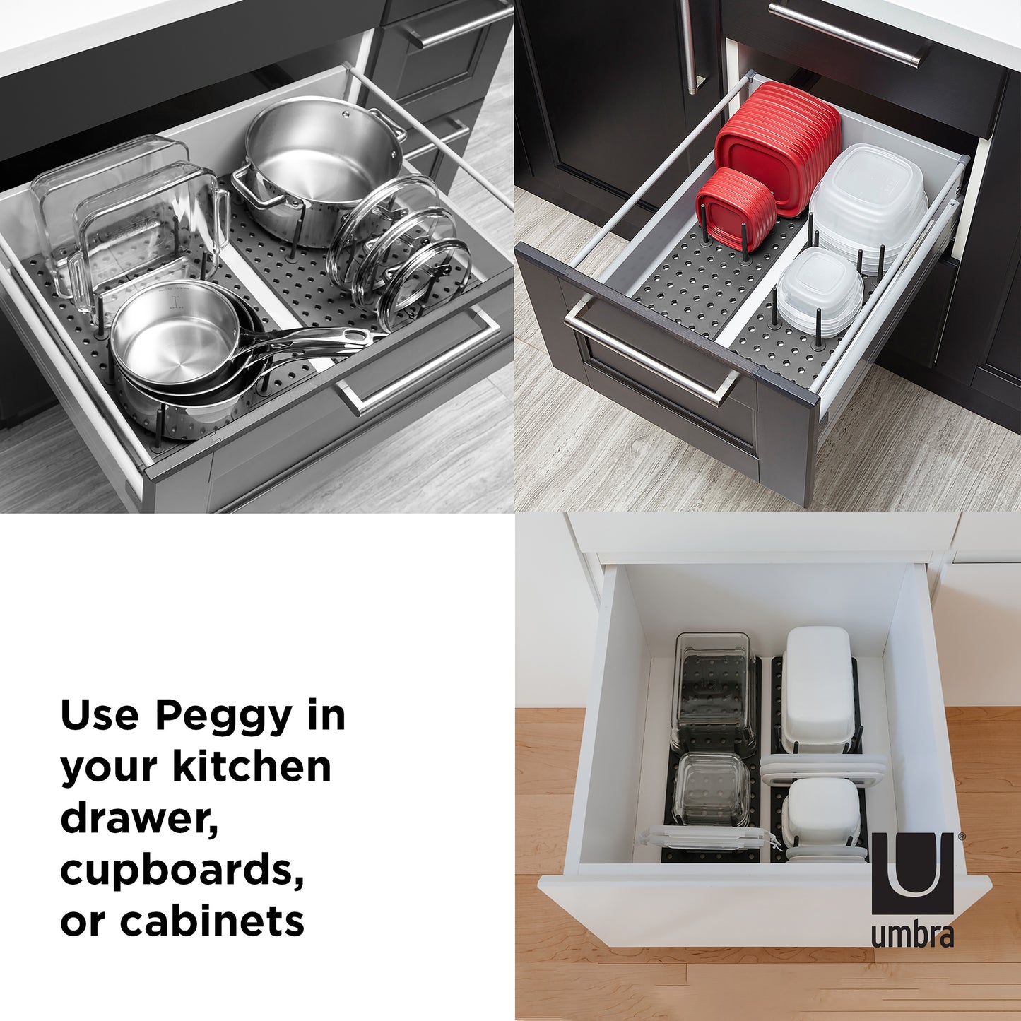 Umbra Set Of 2 Peggy Charcoal Drawer Organisers