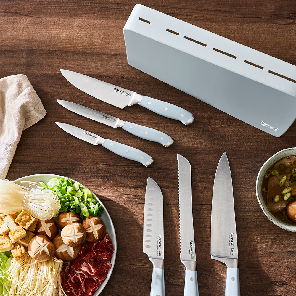 Baccarat Keiko Miro 7 Piece Knife Block Mist