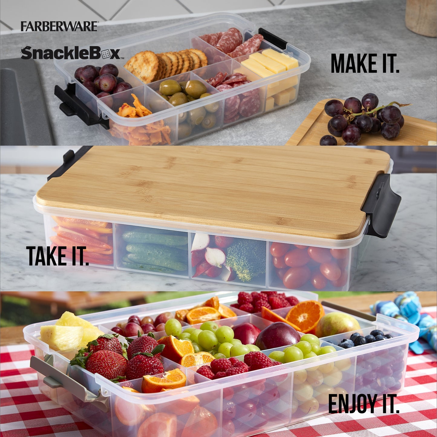 Farberware Snacklebox Bamboo Board & Box 20x32cm