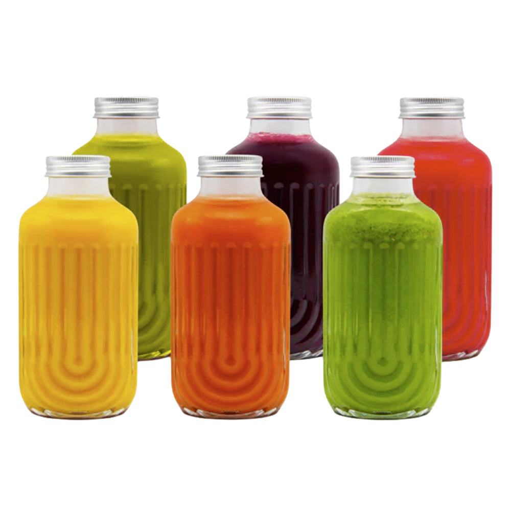 Melii Luxe Glass Fluted Juice Bottles Set of 6 250ml