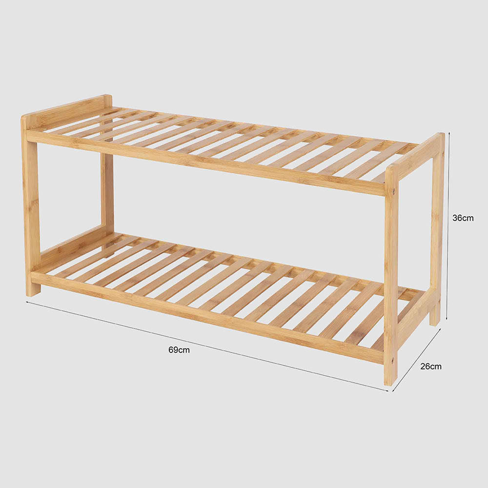 Casa Decor 2 Tier Bamboo Shoe Stool Oak