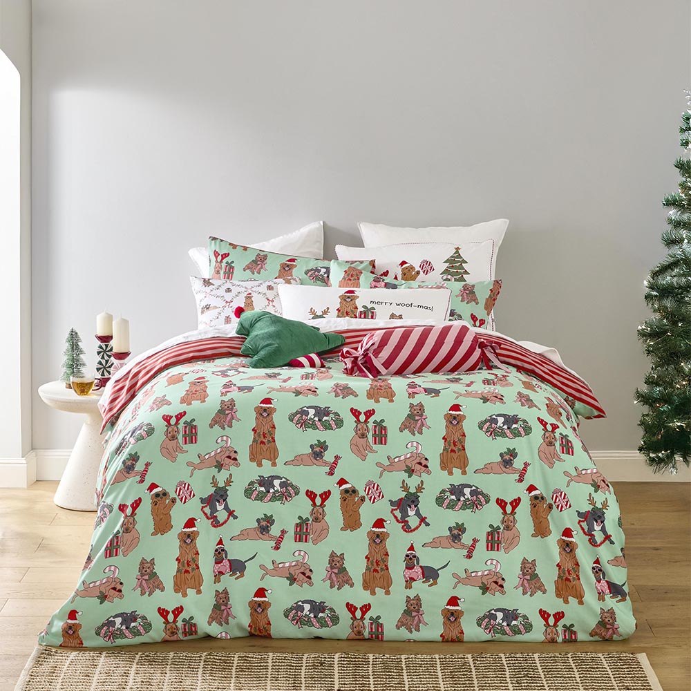 Adorn Living Xmas Dogs Quilt Cover Set