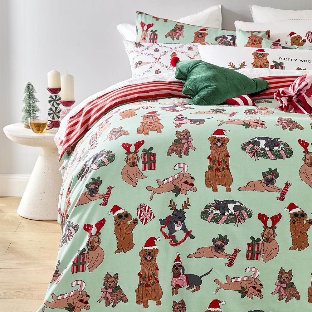 Adorn Living Xmas Dogs Quilt Cover Set