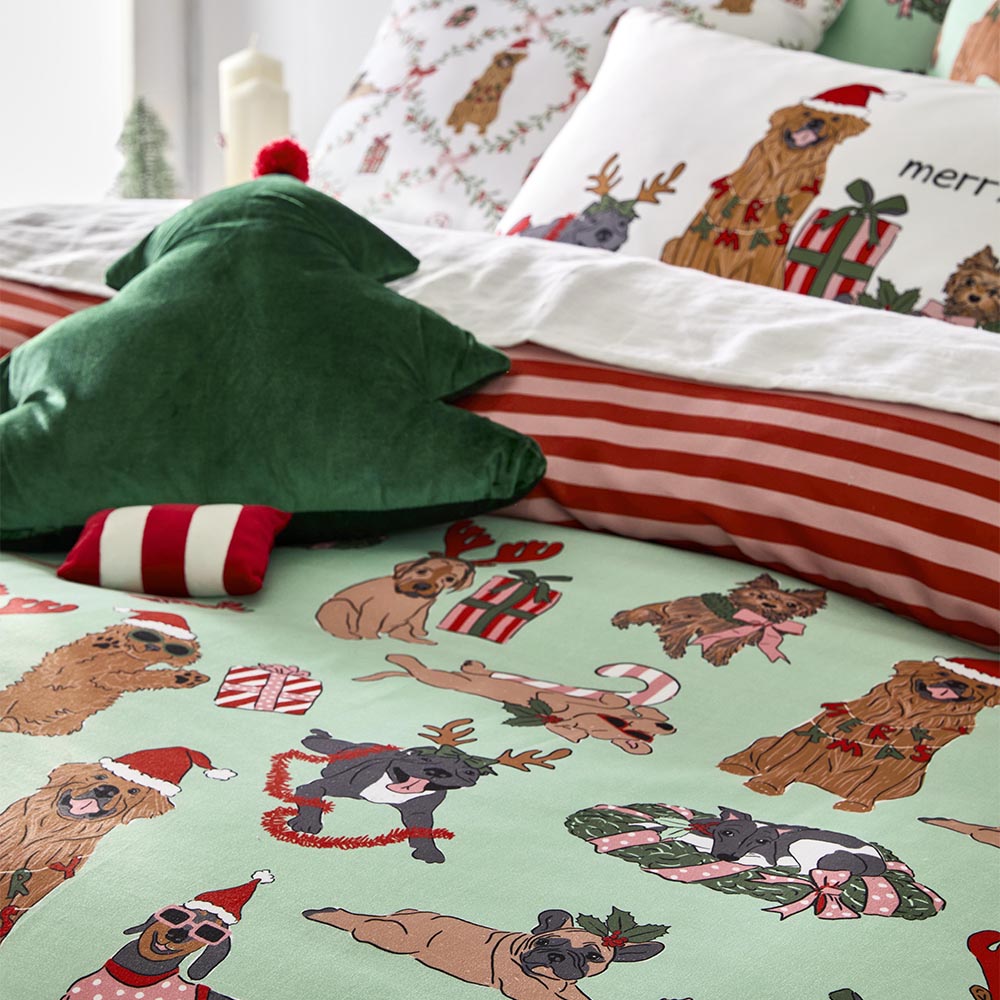 Adorn Living Xmas Dogs Quilt Cover Set