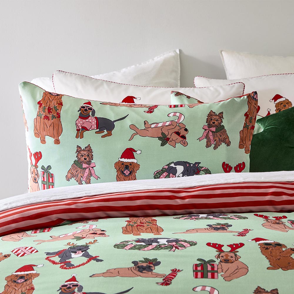 Adorn Living Xmas Dogs Quilt Cover Set