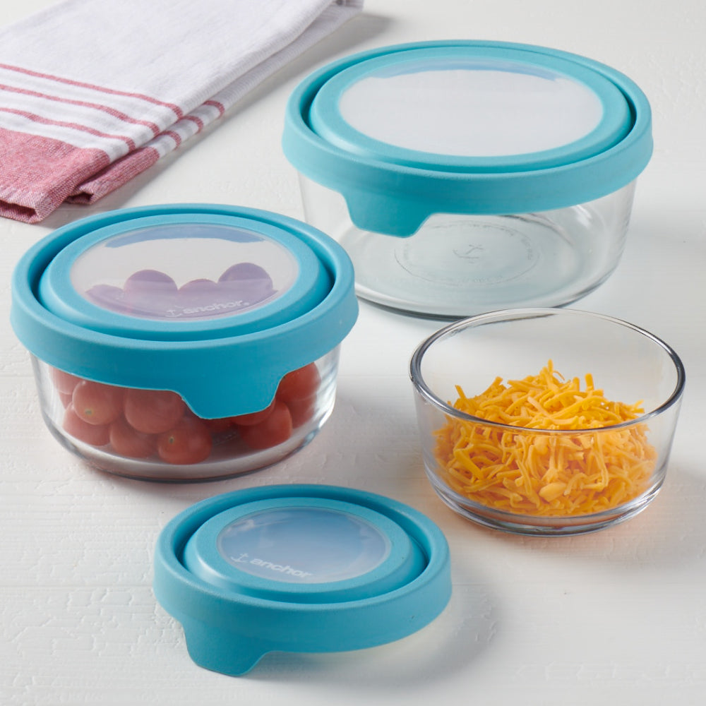Anchor Hocking Trueseal Storage Container Round 6 Piece Set Blue