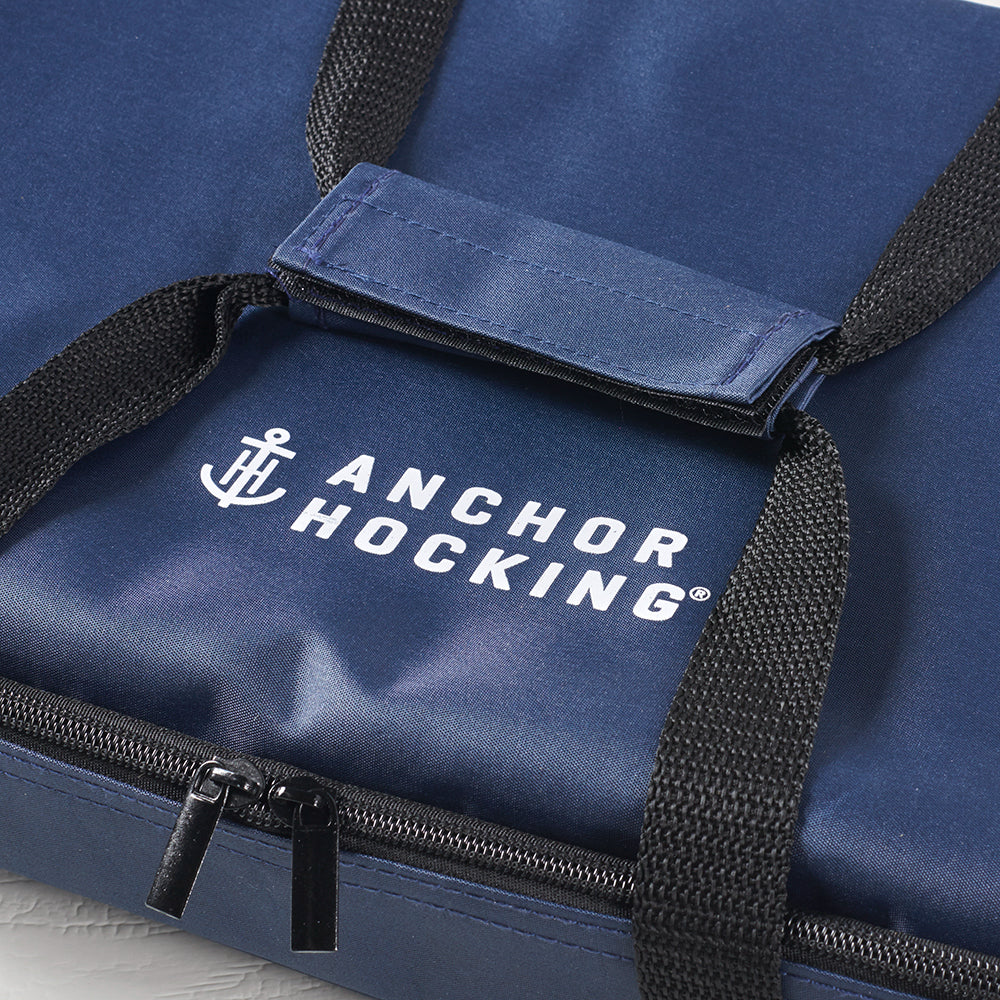 Anchor Hocking Embrace Portable Tote 4 Piece Set Navy