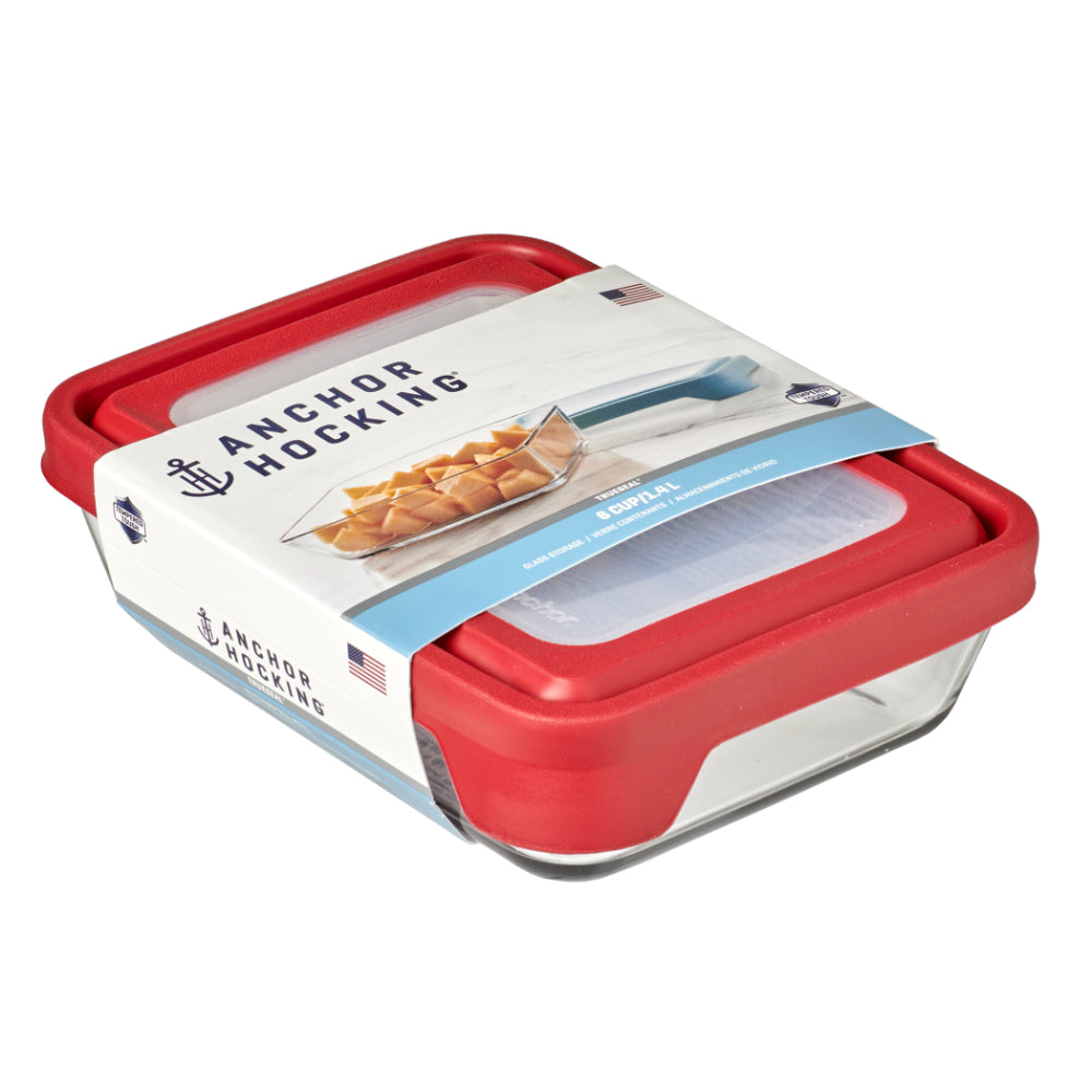 Anchor Hocking Trueseal Storage Container Rectangle 6 Cup Cherry