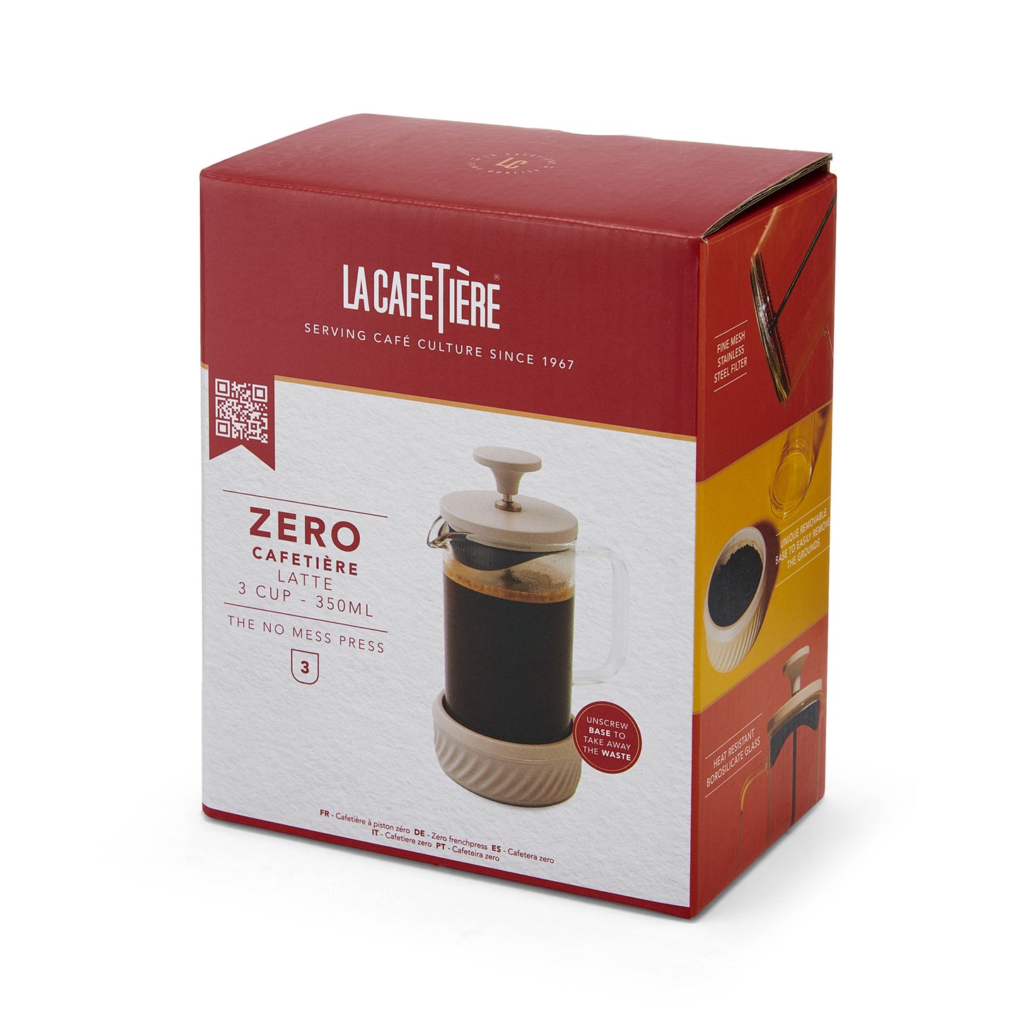 La Cafetière Zero Three Cup Glass Cafetière