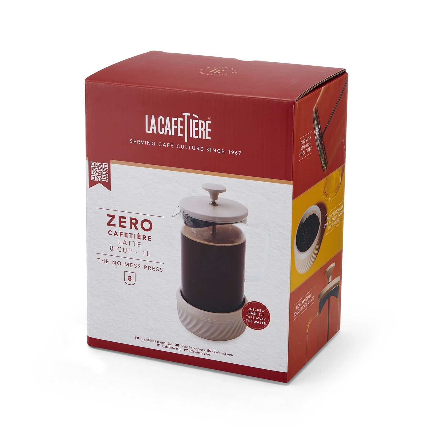 La Cafetière Zero Eight Cup Glass Cafetière