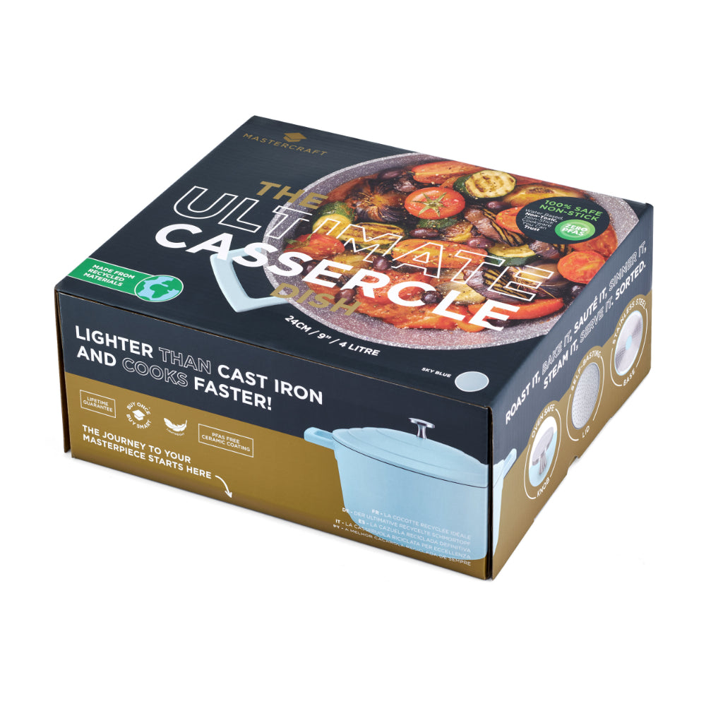 Mastercraft Casserole Dish Cast Aluminium 24cm Sky Blue