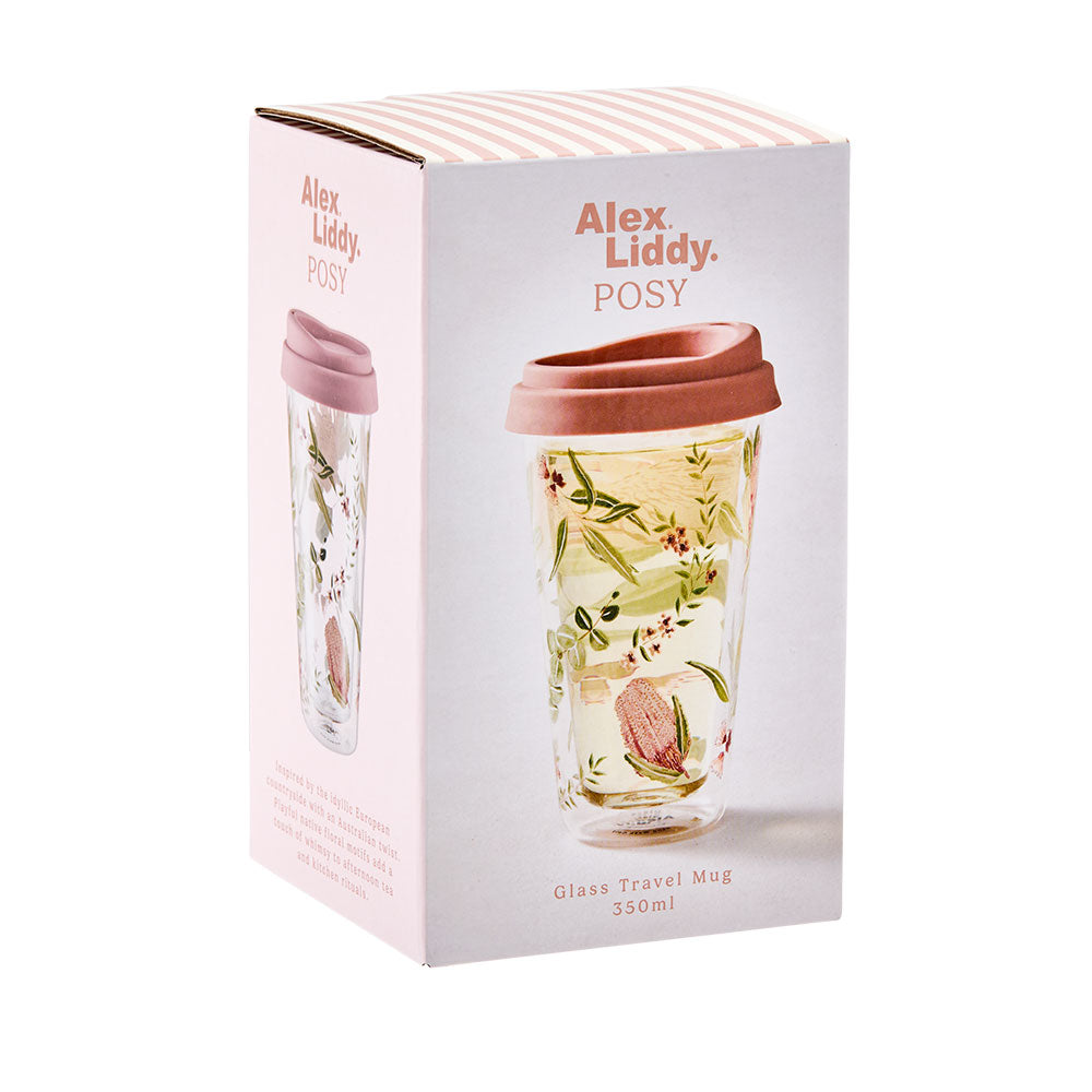 Alex Liddy Posy Double Walled Glass Travel Mug 350ml at House