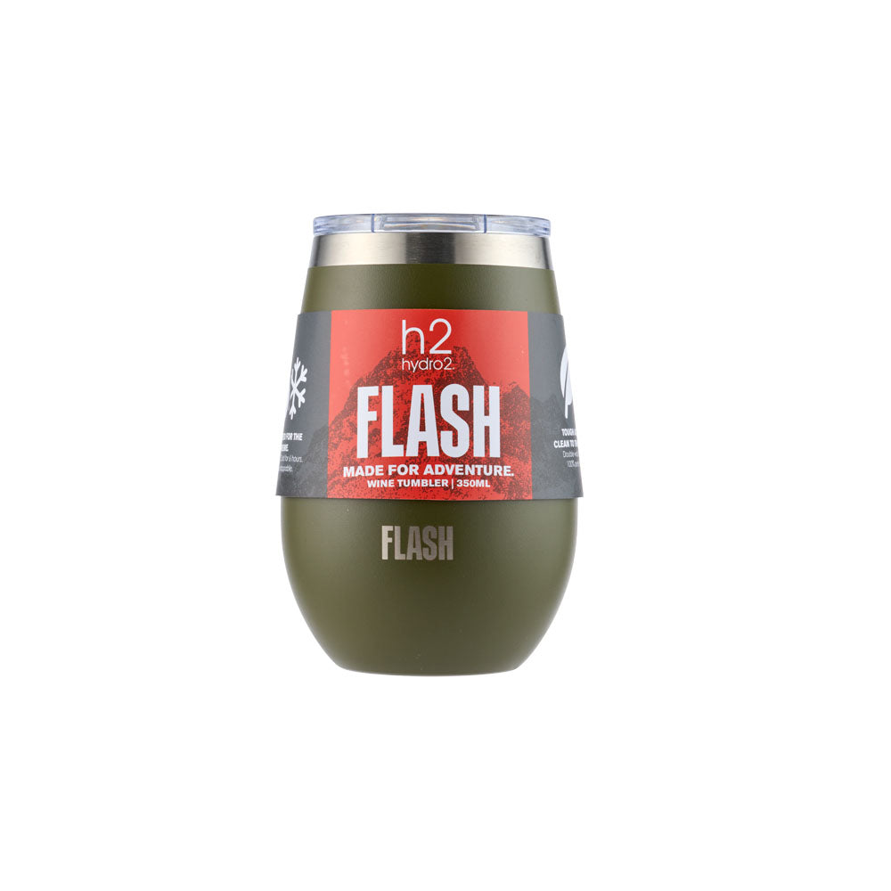 h2 hydro2 FLASH Reusable Wine Tumbler 350ml olive green