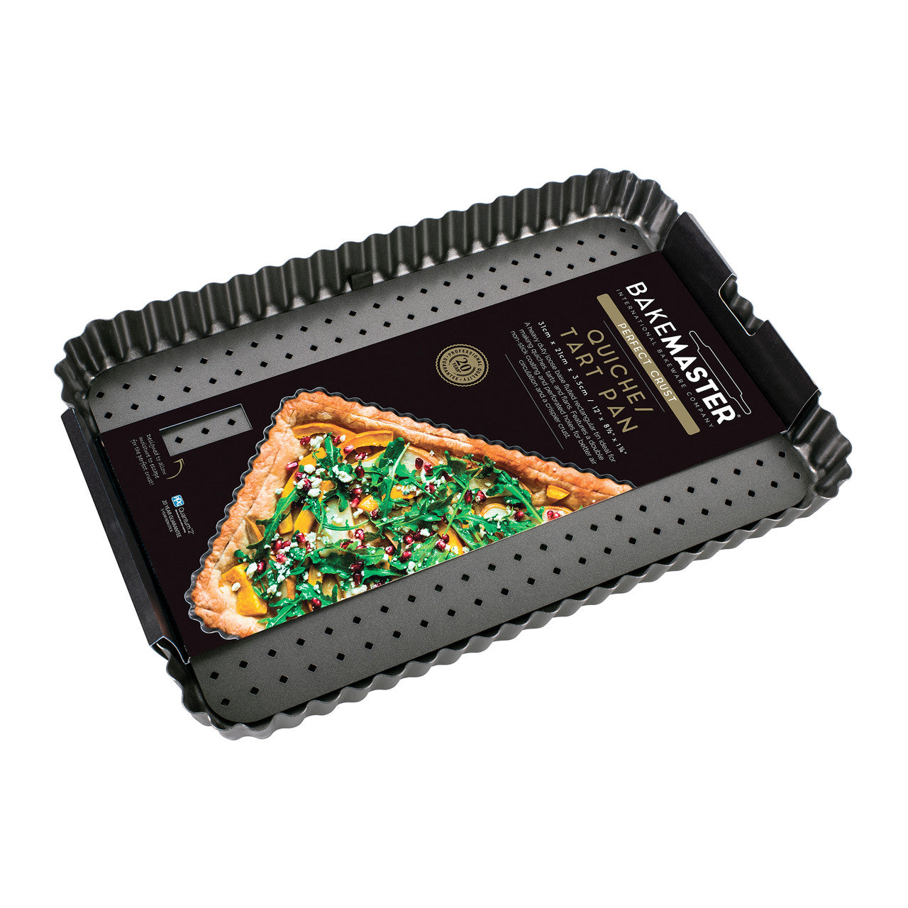 Bakemaster Perfect Crust Loose Base Rectangular Quiche Pan