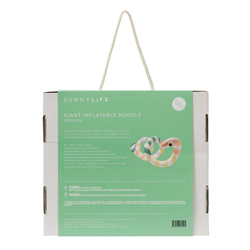 SUNNYLiFE Giant Inflatable Noodle Poolside Sorbet Stripe