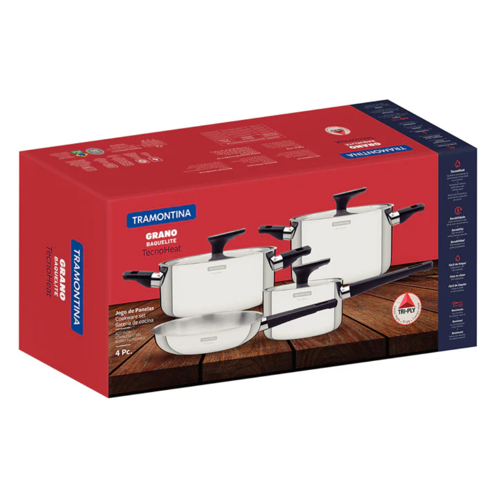 Tramontina Grano 4 Piece Triply Clad Cookware Set with Bakelite Handles