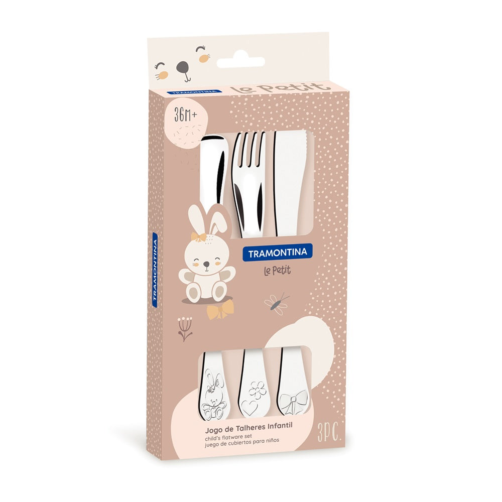 Tramontina Le Petit 3 Piece Stainless Steel Cutlery Set Girls- House