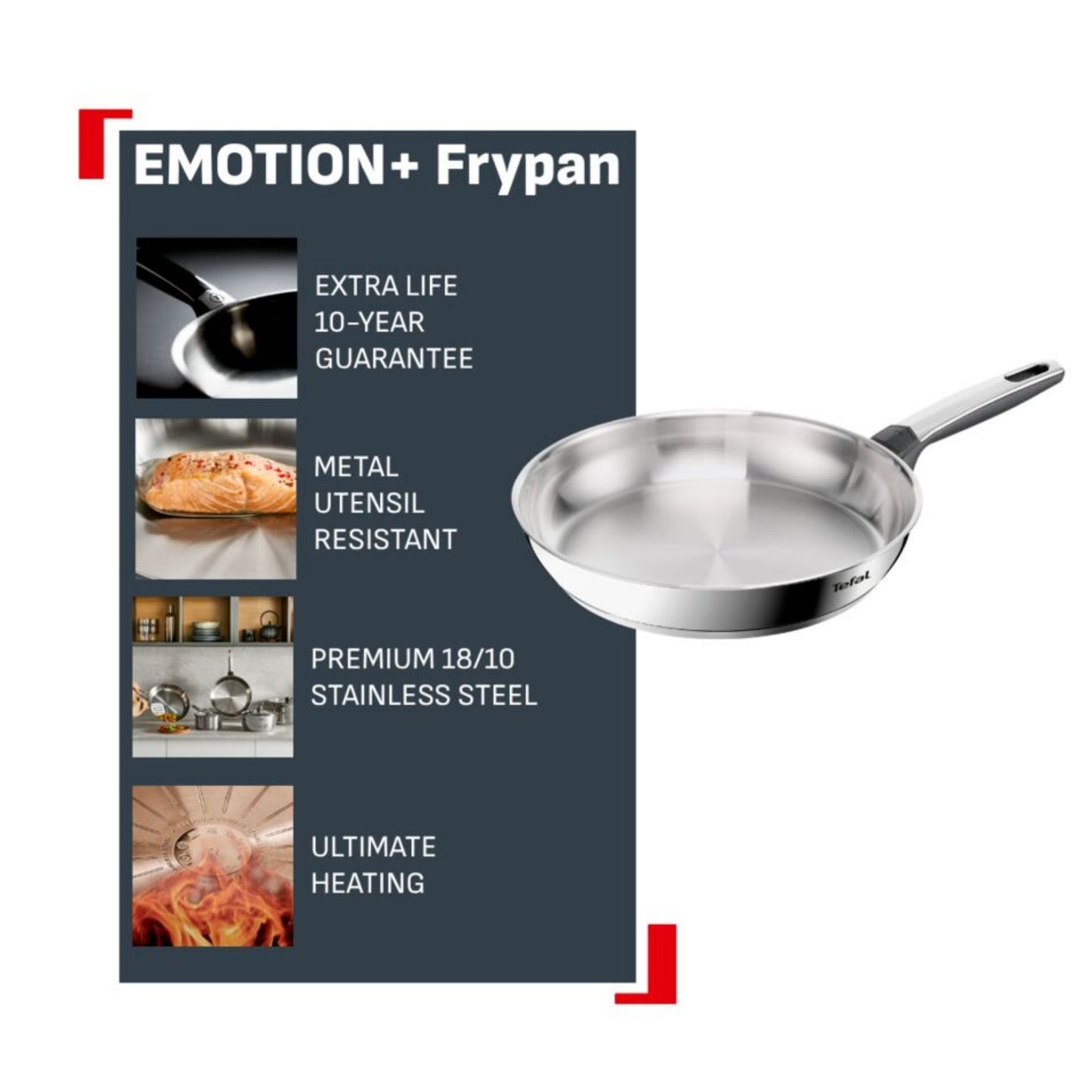 Tefal Emotion+ Induction Stainless Steel Frypan 24cm