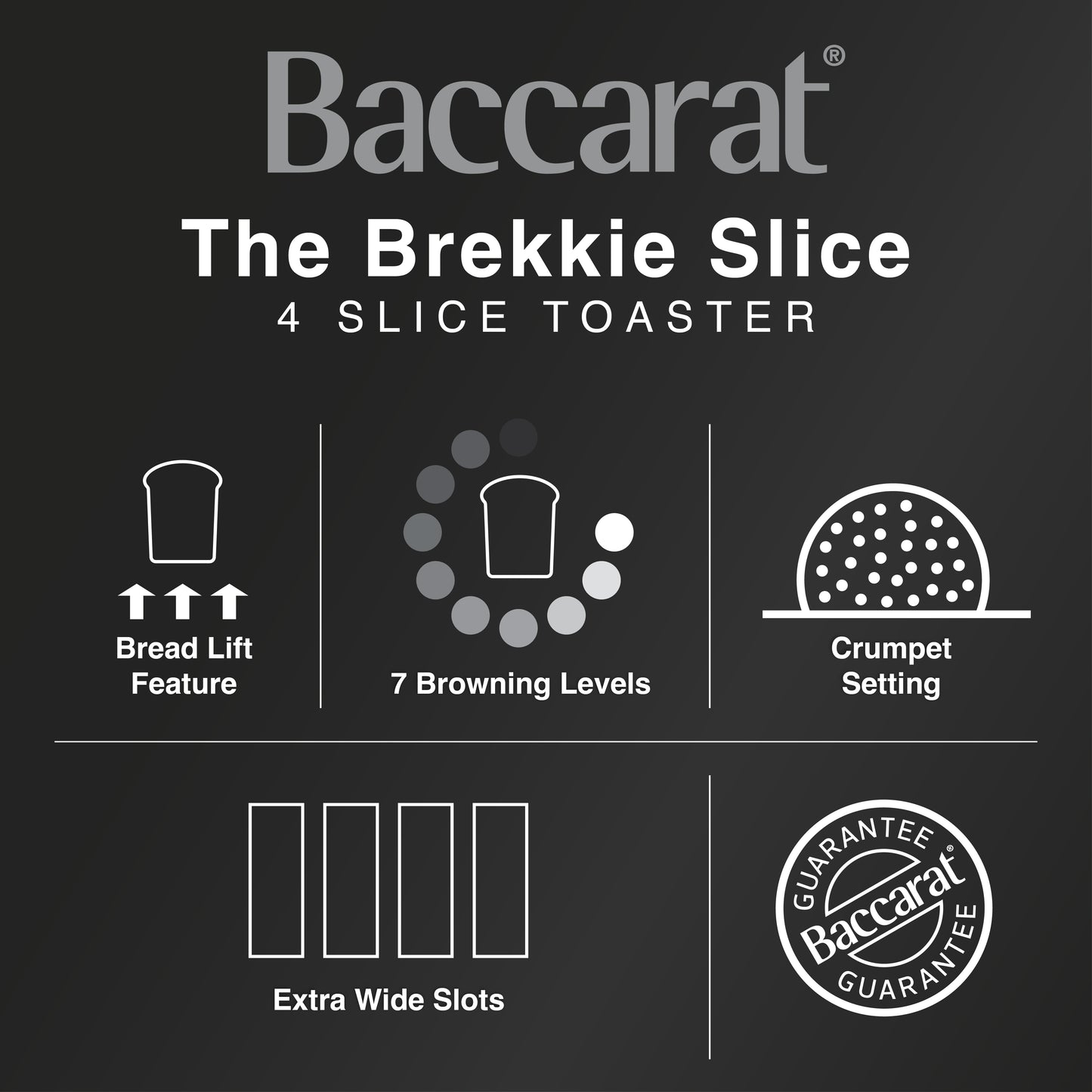 Baccarat The Brekkie Slice 4 Slice Toaster Black