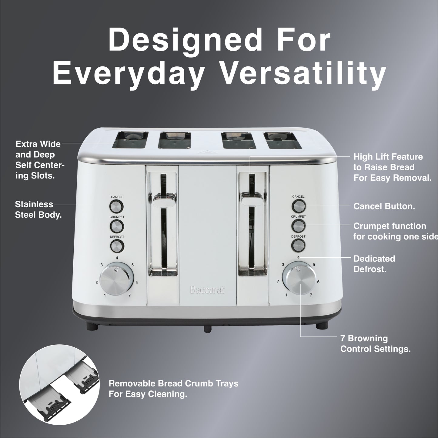 Baccarat The Brekkie Slice 4 Slice Toaster Black