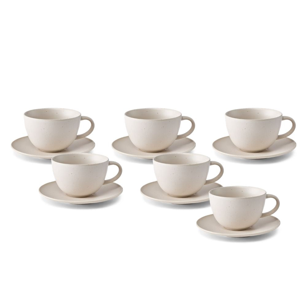 Salt & Pepper Milan Teacup & Saucer 280ml Set of 6