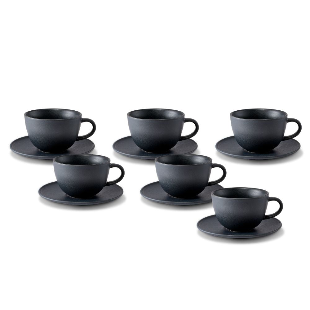 Salt & Pepper Milan Teacup & Saucer 280ml Set of 6