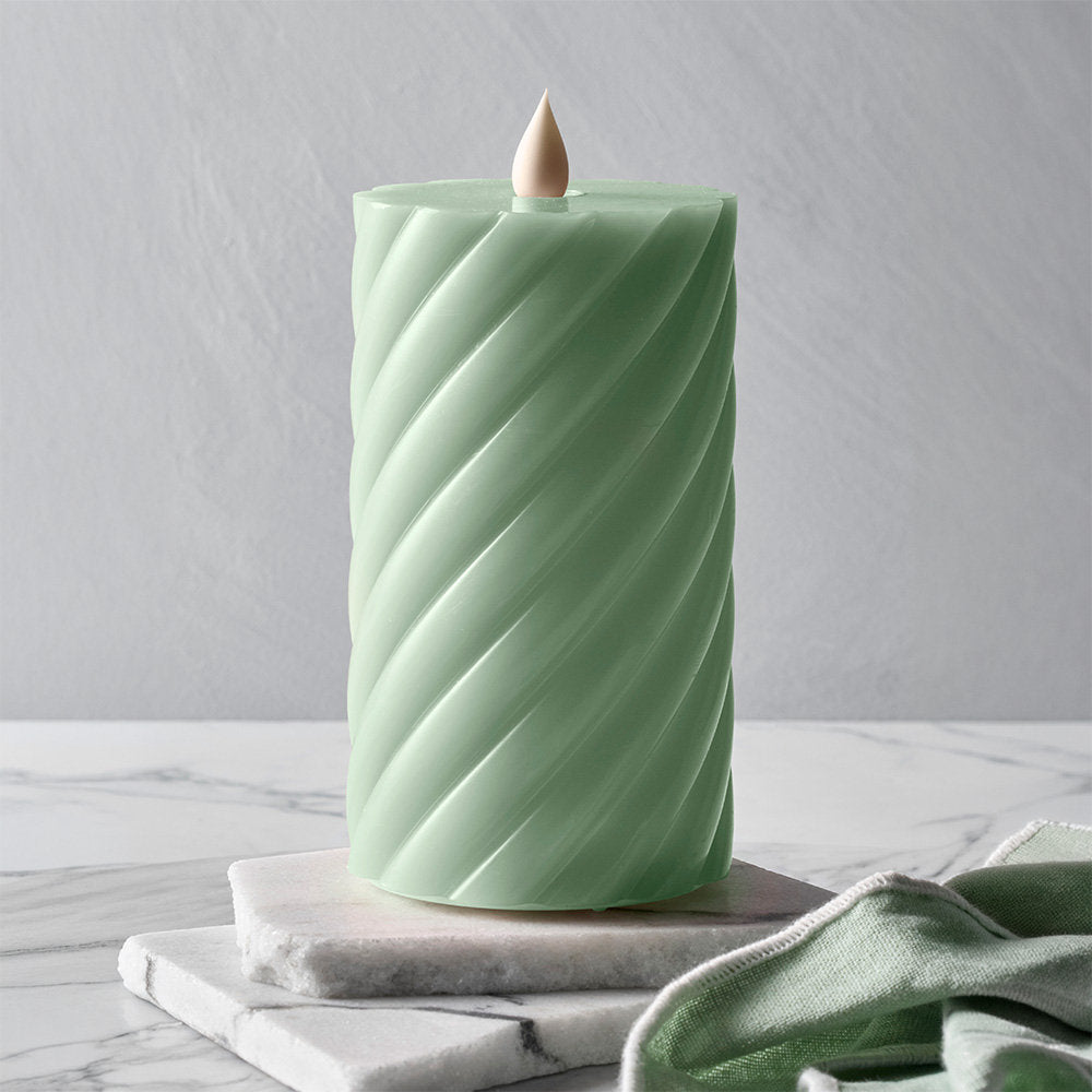 Salt & Pepper Flame Swirl LED Flickering Candle 13cm