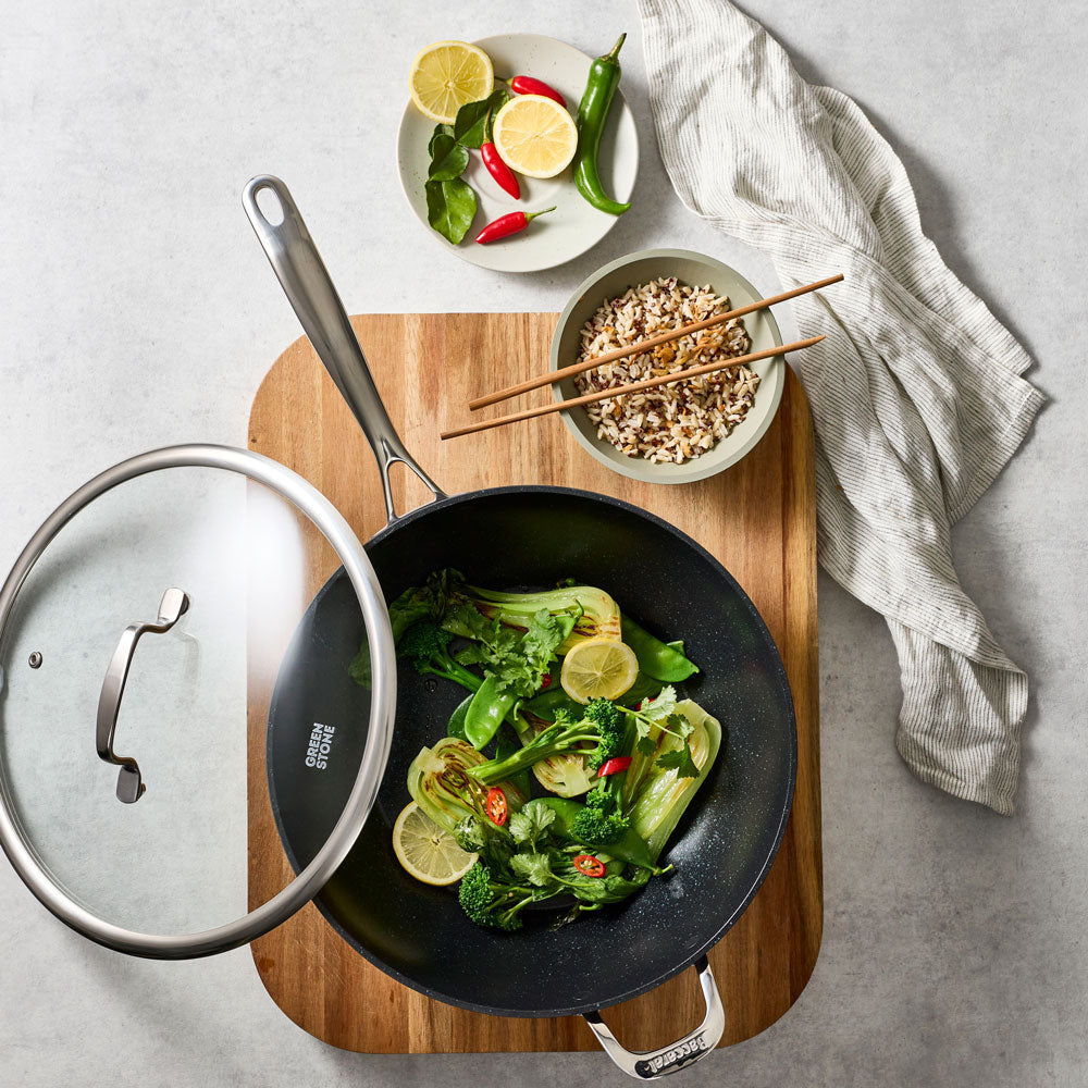 Baccarat GREEN STONE Wok With Lid 30cm