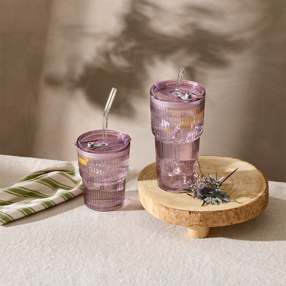 Alex Liddy Country Bloom Set Of 2 Ribbed Tumblers Lilac