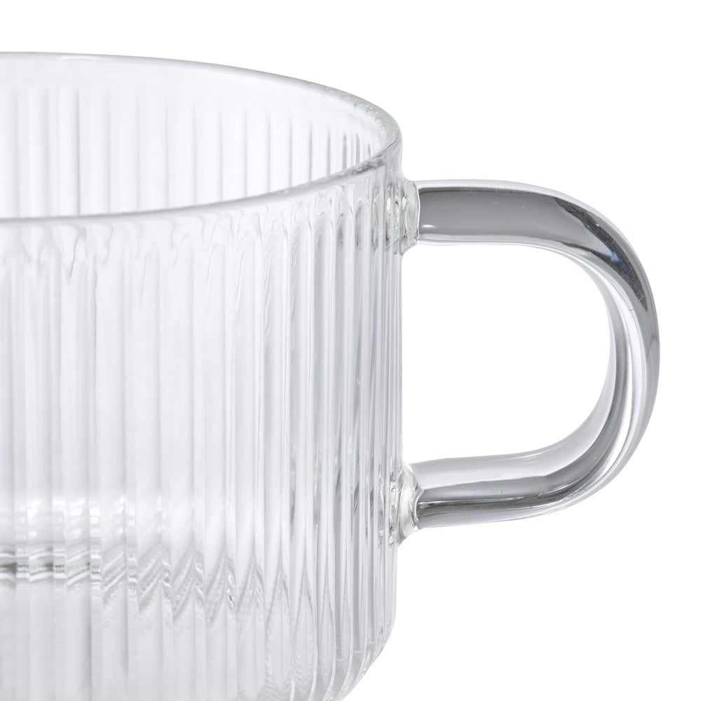 Salt & Pepper Brew Ribbed Teacups 300ml Set of 2