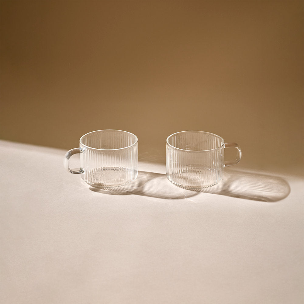 Salt & Pepper Brew Ribbed Teacups 300ml Set of 2