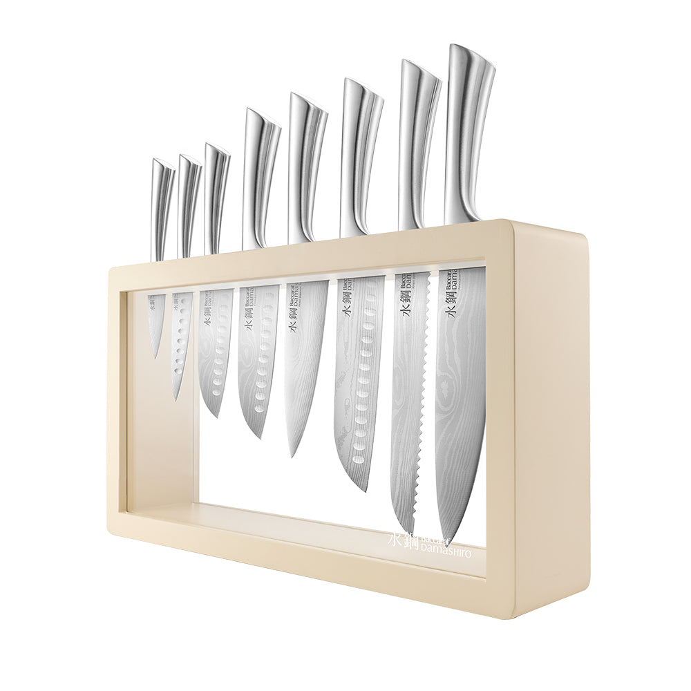 Baccarat Damashiro Katana 9 Piece Knife Block Cream