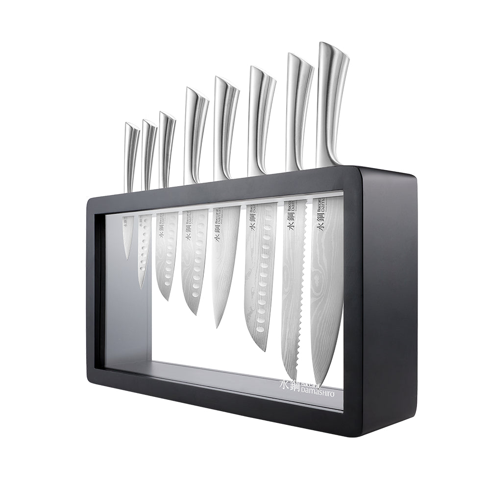 Baccarat Damashiro Katana 9 Piece Knife Block Black