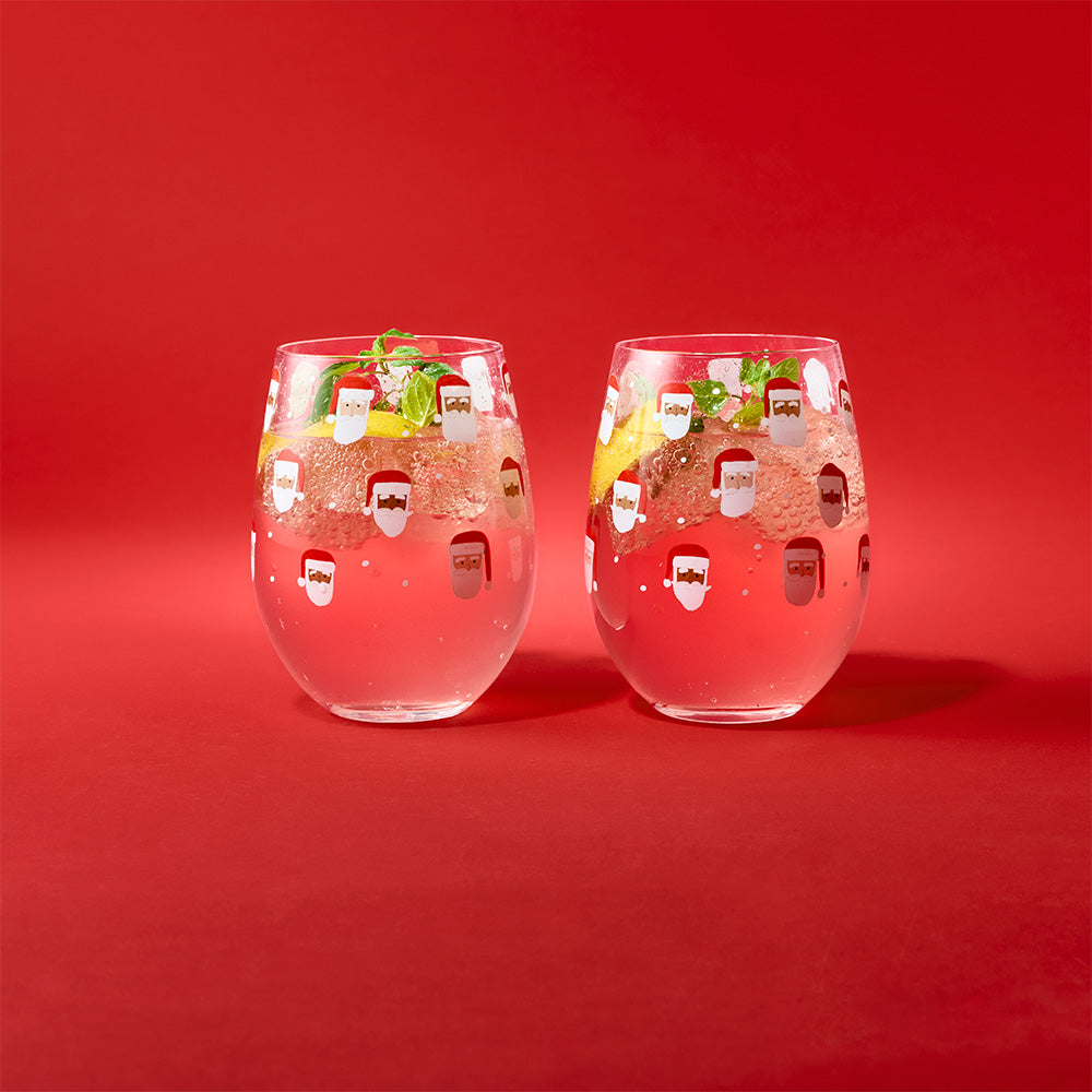 Ambrosia Santas Workshop Set of 2 Stemless Glasses