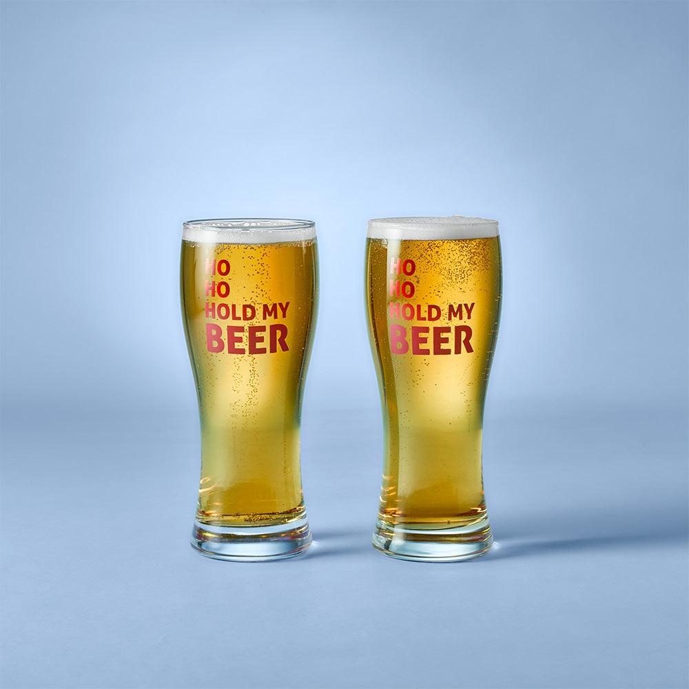 Ambrosia Santas Workshop Set Of 2 Beer Glasses