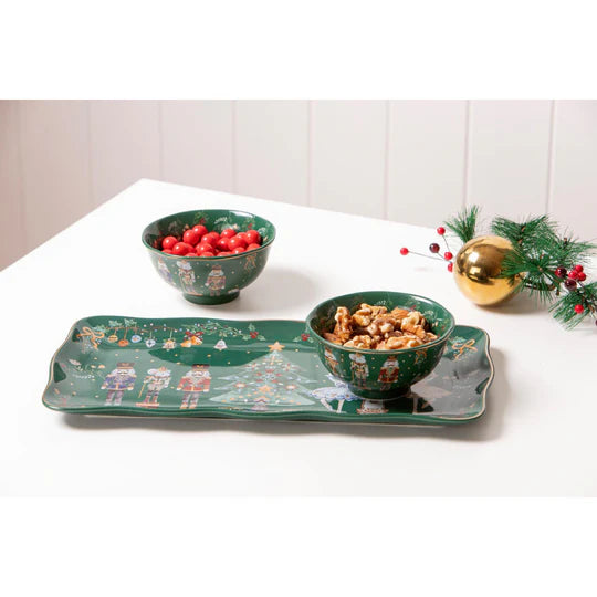 Ashdene Christmas Wonderland Set Of 2 Green Bowls