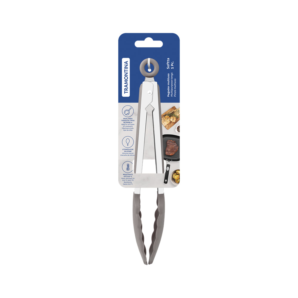 Tramontina Soffta Multipurpose Tongs 27cm Grey