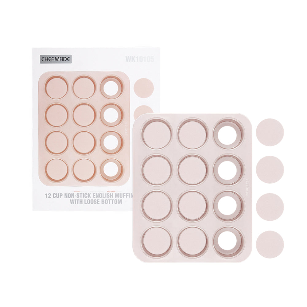 Chefmade 12 Cup English Muffin Pan With Loose Bottom