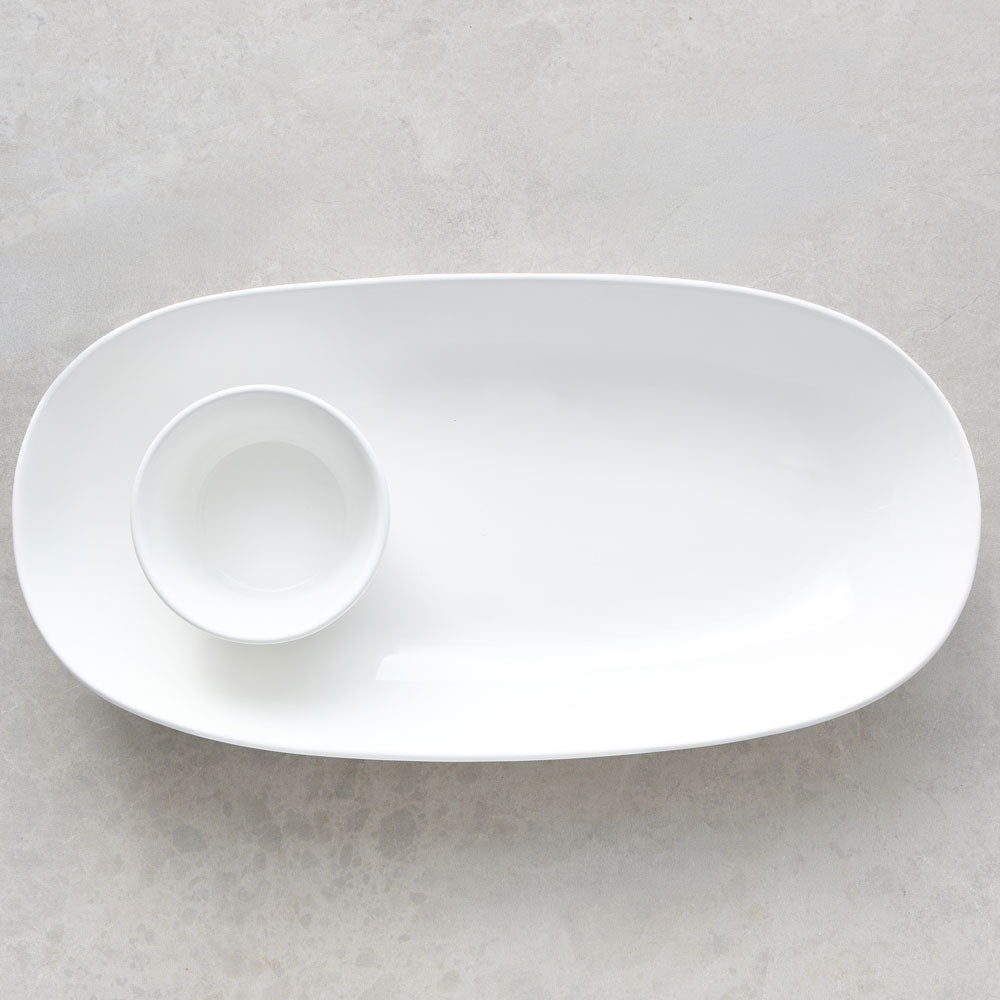 Wilkie Brothers White Oval Platter & Bowl Set