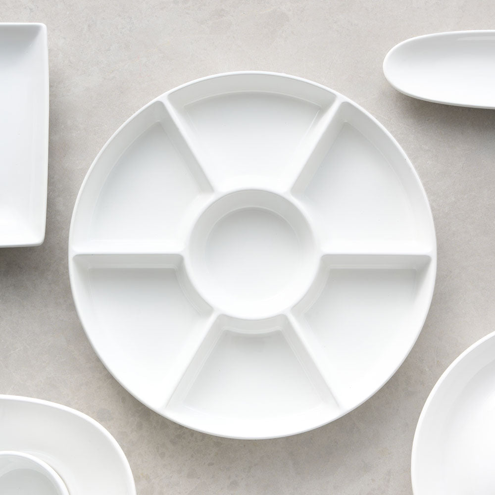 Wilkie Brothers White Round Divided Serving Platter