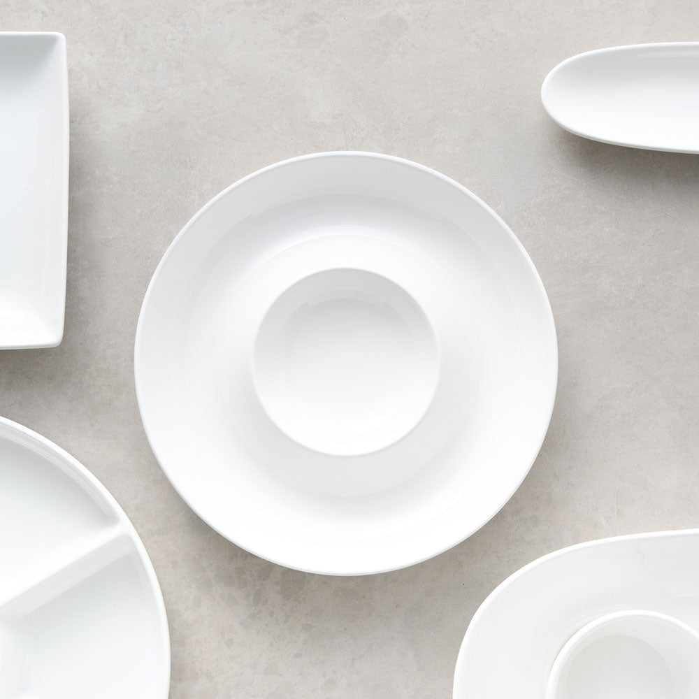 Wilkie Brothers White Round Chip & Dip Bowl