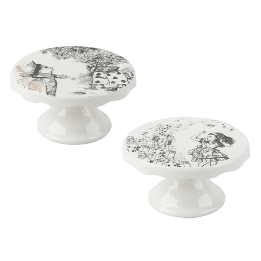 Mikasa x V&A Alice In Wonderland Set of 2 Mini Cake Pedestals 10cm