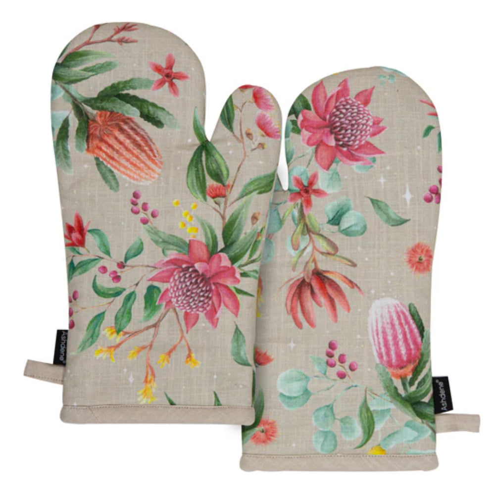 Ashdene Twinkling Blooms Set Of 2 Oven Mitts