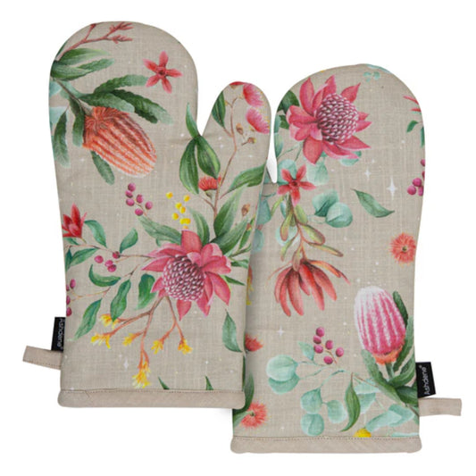 Ashdene Twinkling Blooms Set Of 2 Oven Mitts