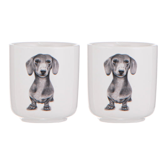 Ashdene Peeking Pups Dachshund Set of 2 Egg Cups