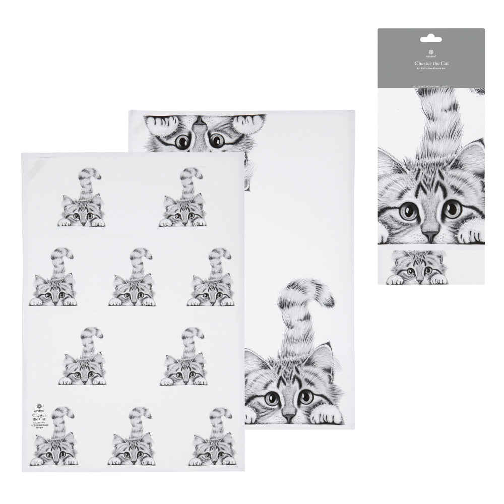 Ashdene Chester The Cat Set of 2 Kitchen Towels