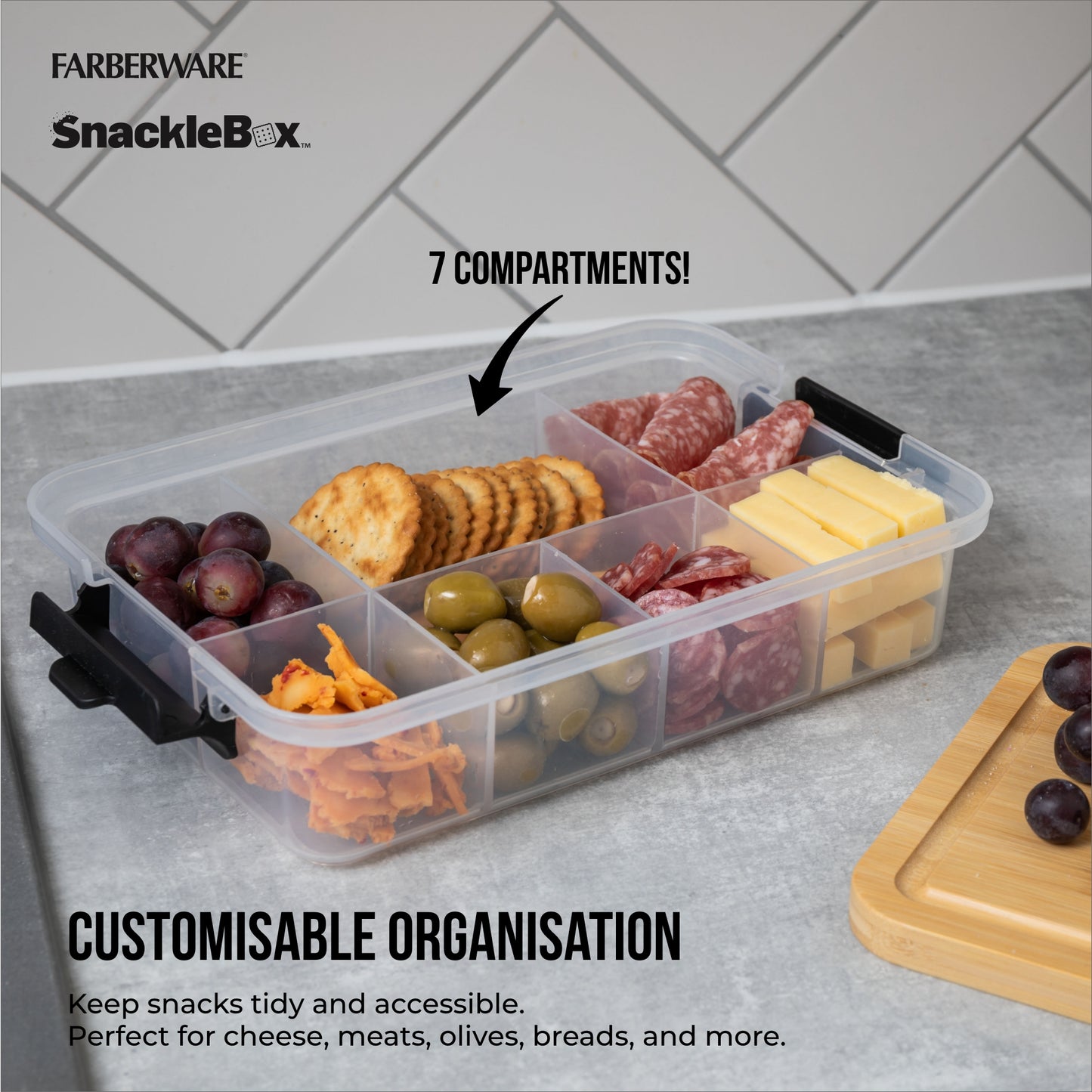 Farberware Snacklebox Bamboo Board & Box 20x32cm