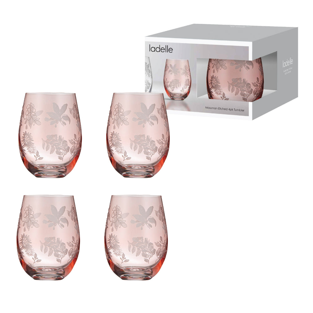 Ladelle Mossman Blush Etched Set Of 4 Tumblers