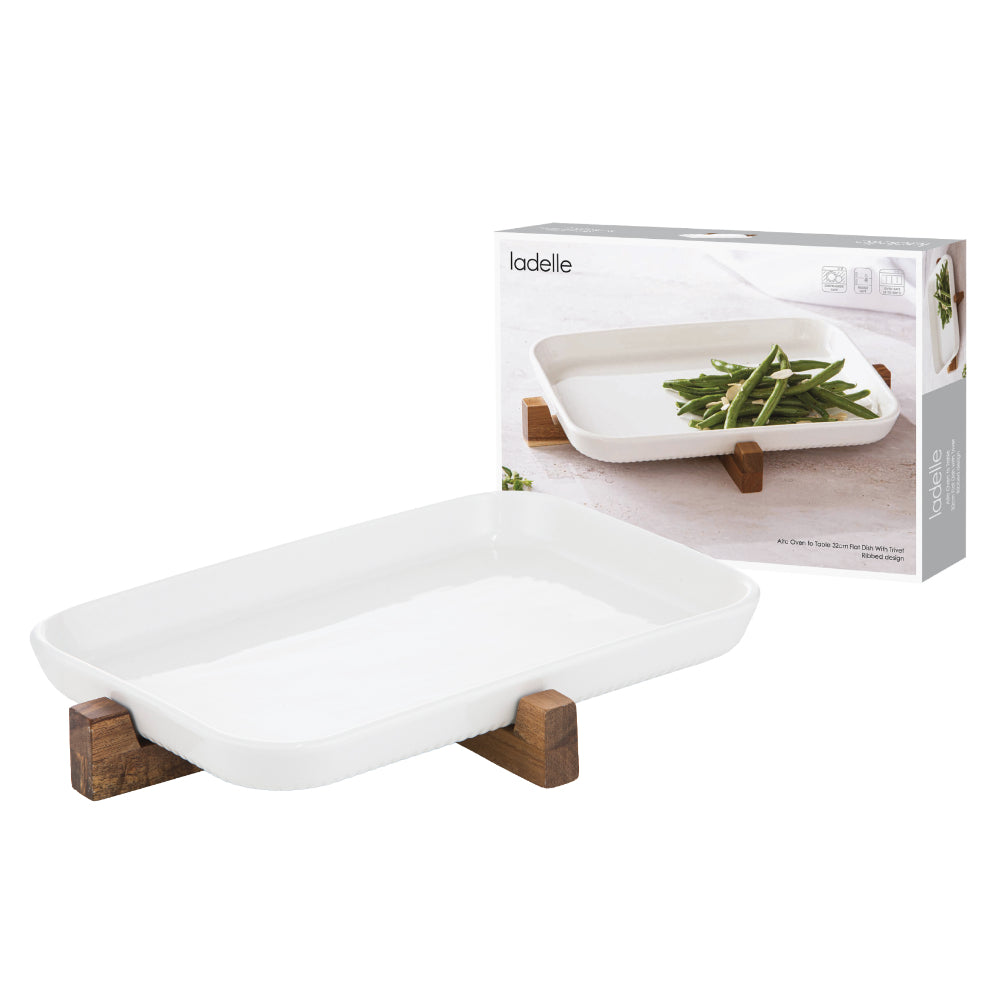 Ladelle Alto Oven To Table 32cm Flat Rib Dish With Trivet