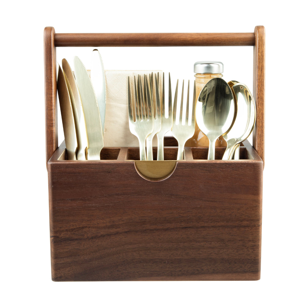 Alfresco Lane Acacia Wood Cutlery Caddy